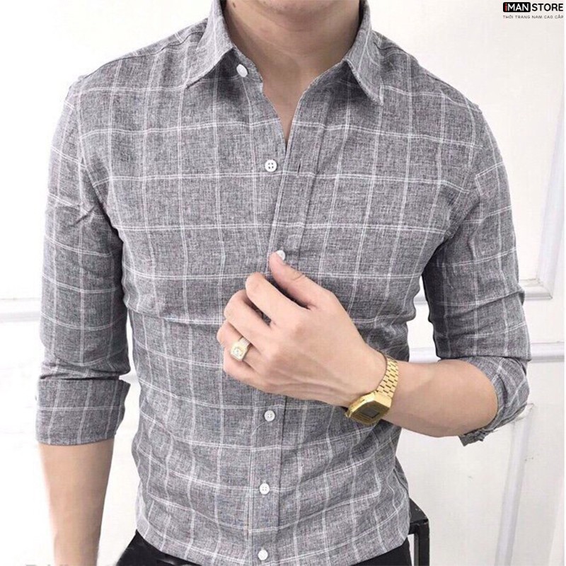 Áo Sơ Mi Nam Caro Dài Tay VẢI ĐŨI Cao Cấp, Sơ Mi Nam Hàn Quốc Công Sở Vải Đũi Bền ĐẸP, Thoáng Mát | BigBuy360 - bigbuy360.vn