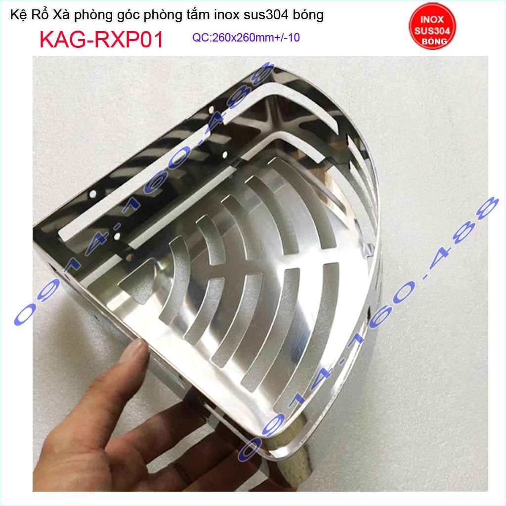 Kệ góc nhà tắm cao cấp Kacebath KAG-RXP01, kệ góc phòng tắm  26x26cm cao cấp inox dày  sử dụng tốt