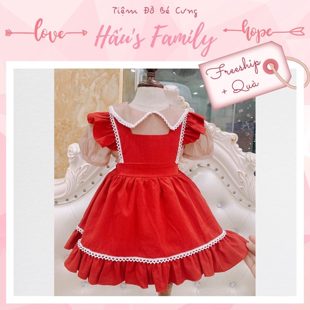 - Váy Yếm Rời Đỏ Bèo Vai Kèm Quà Xinh Xắn Cho Bé Gái – Hấu Family