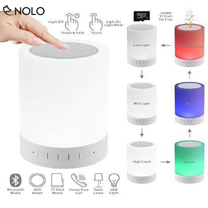 Loa Bluetooth Không Dây 2in1 Kết Hợp Đèn Ngủ, Đèn Led Cảm Ứng Đổi Màu Theo Nhạc