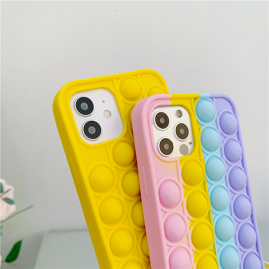 COD Đồ Chơi Bóp Bong Bóng Nổ Hình Tròn Giảm Căng Thẳng Cho vỏ điện thoại for iPhone 12 Pro Mini 11 XS Max XR 7 8 Plus