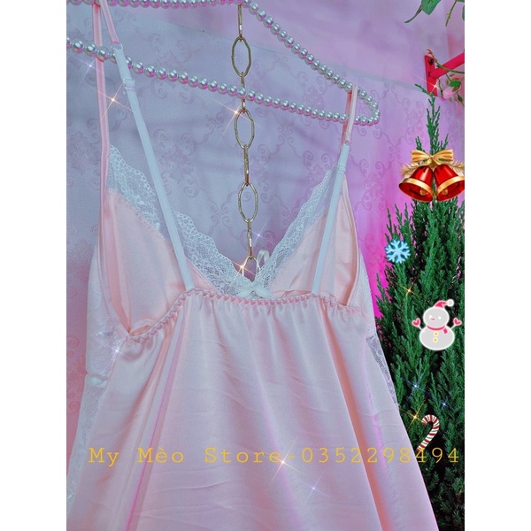 Đầm lụa hồng phối ren | BigBuy360 - bigbuy360.vn