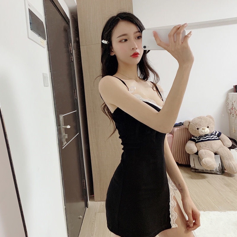 (VD05) Váy ngủ mùa hè cổ chữ V ôm sát