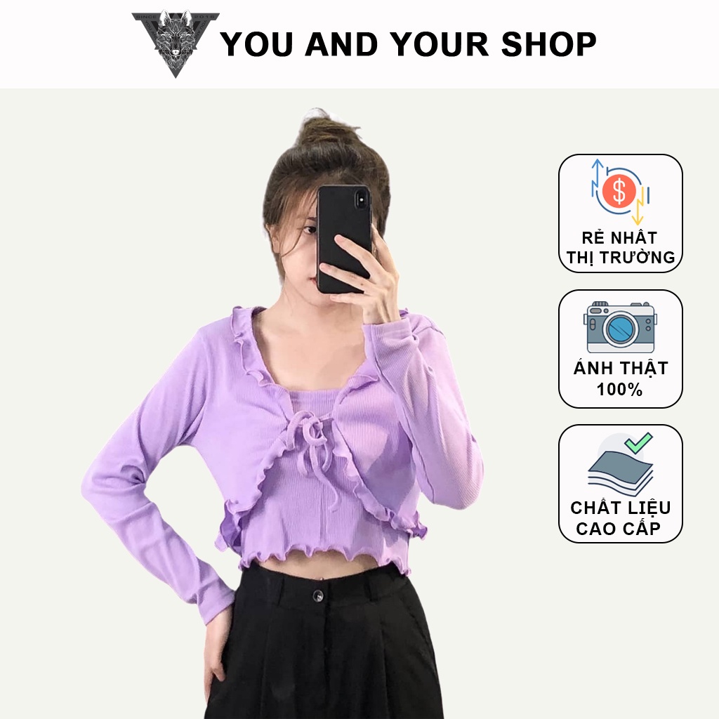 Set Áo Croptop YAYSHOP phong cách Hàn Quốc họa tiết Cuốn Biên cực xinh xắn