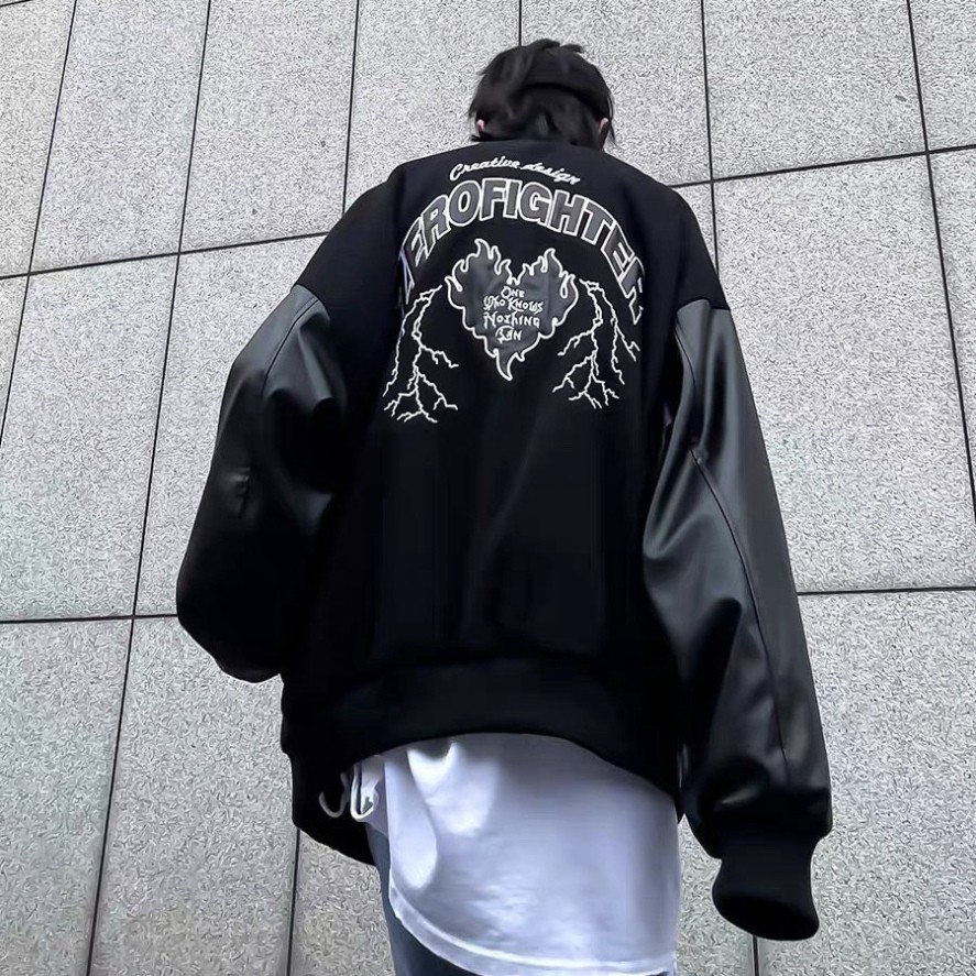 Áo Bomber Nỉ Tay Da Cao Cấp FORGET Hàng Quảng Châu Cao Cấp | BigBuy360 - bigbuy360.vn