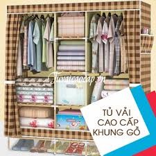 TỦ VẢI KHUNG GỖ 3 BUỒNG