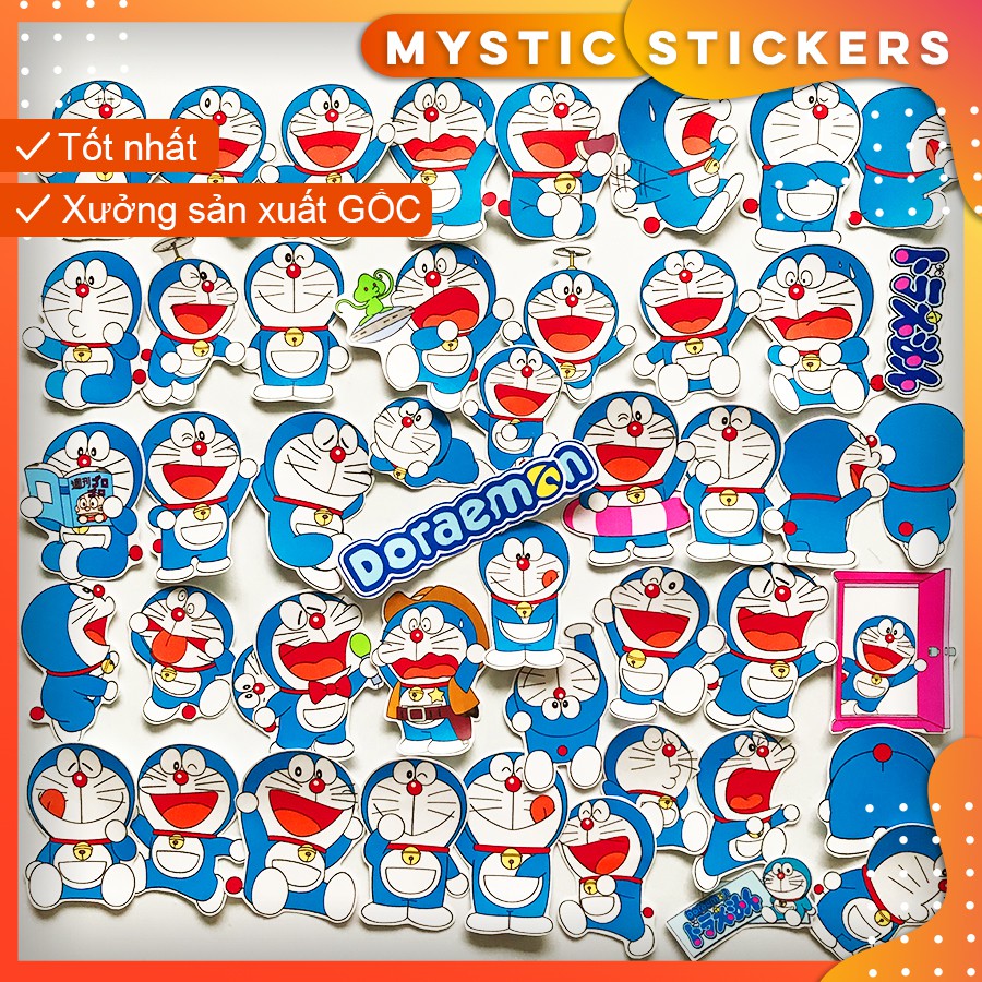 [ MÈO-DORAEMON] 48 Sticker chống nước/Hình dán/Decal trang trí, dán xe laptop mũ bảo hiểm vali...