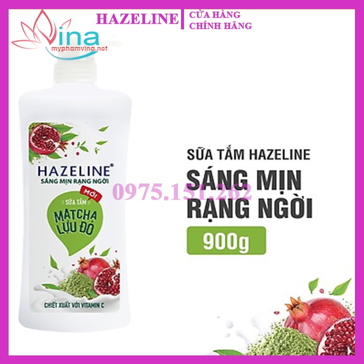 Sữa tắm dưỡng sáng Hazeline matcha lựu đỏ 896ml