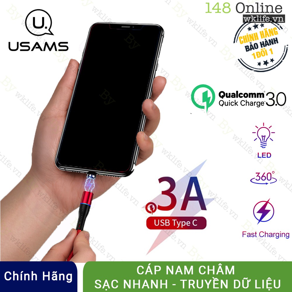 Cáp Nam Châm USAMS TYPE C Sạc Nhanh Truyền Dự Liệu Cho Điện Thoại Android Samsung HuaWei Xiaomi OPPO