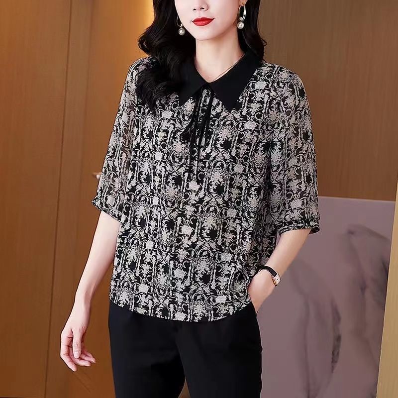 Áo Sơ Mi chiffon Mỏng Tay Ngắn Cổ Bẻ Thời Trang Mùa Hè Dành Cho Nữ