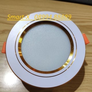 Combo 20 đèn âm trần , mắt trâu led 7w 3 màu , phi 90 đế tản nhiệt nhôm viền vàng,viền bạc