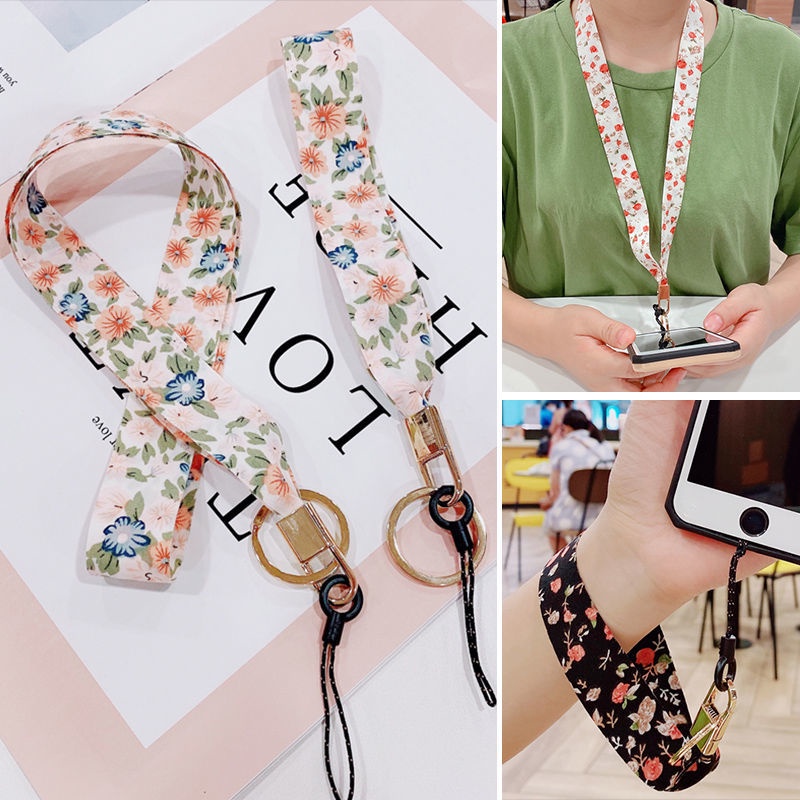 Mobile Ốp Điện Thoại Họa Tiết Hoa Kèm Dây Đeo Phong Cách Nhật Hàn