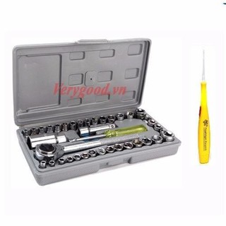 Bộ dụng cụ sửa chữa ô tô và xe máy 40 món tặng dụng cụ lấy ráy tai có đèn