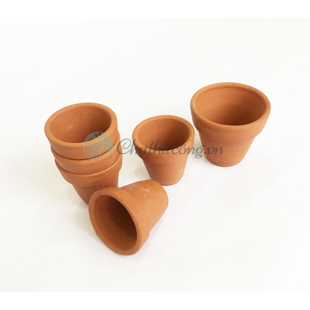Chậu đất nung MINI có lỗ vintage siêu cute làm chậu trồng sen đá - xương rồng, hoa handmade, hoa đất sét
