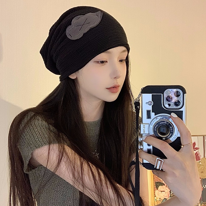 Mũ Trùm Đầu Che Phủ Mặt Dáng Rộng Màu Trơn Phong Cách Hàn Quốc Dành Cho Nữ