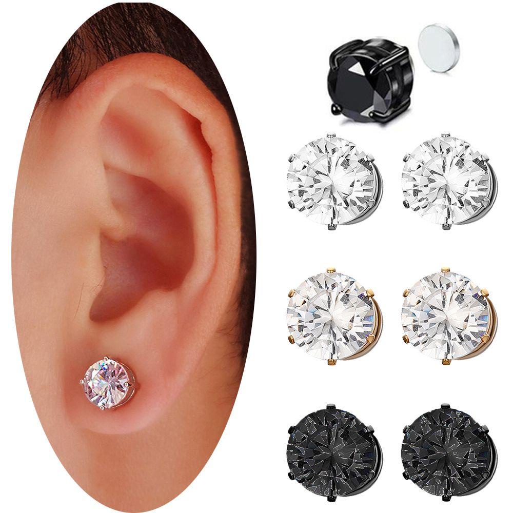 PRESTON Bông Tai Nam Châm Tròn Bằng Thép Titanium Phong Cách Vintage Cho Nam Nữ