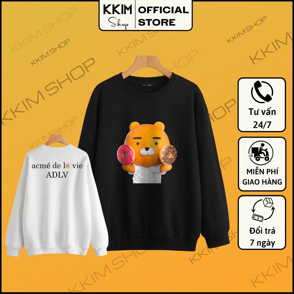 Áo nỉ Sweater ADLV Kakao Đen, Trắng Nỉ Ngoại Dài Tay Form Rộng  - Unisex Nam Nữ KKim SHOP
