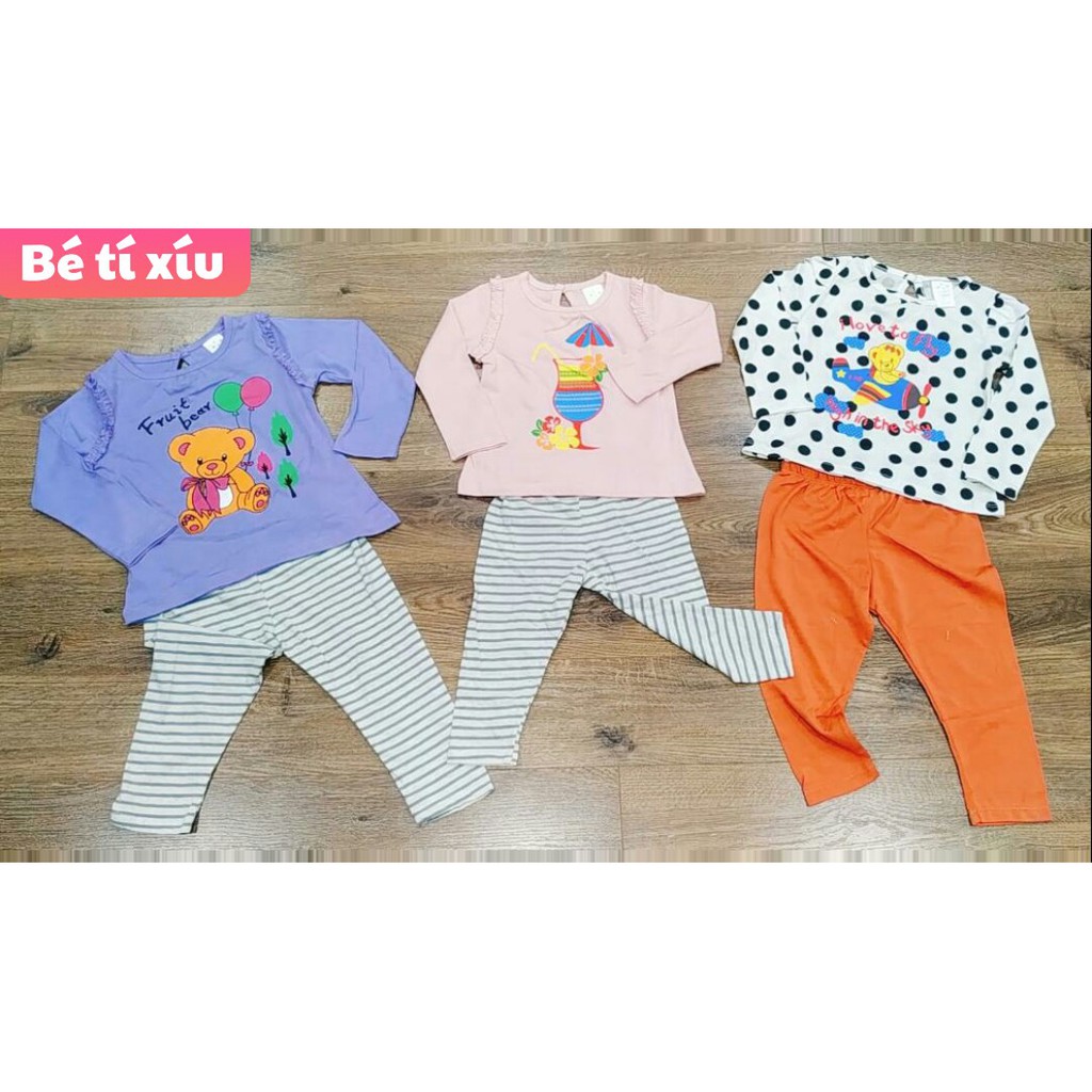 [Hàng QC] Bộ dài tay bé gái siêu yêu 100% cotton hàng xuất