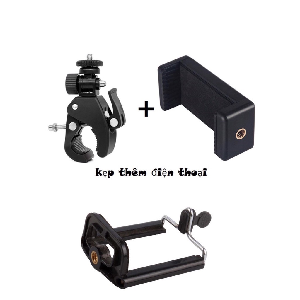 Đầu kẹp, giá đỡ điện thoại, kết nối máy với cây Tripod 3 chân, phụ kiện cho gậy tự sướng dùng livestream