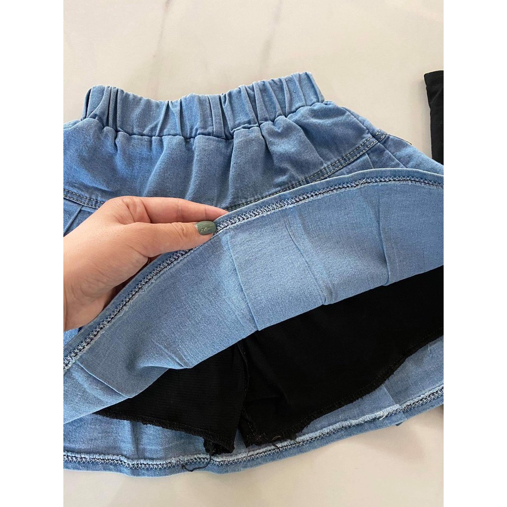 SIZE 8-35KG: Bộ váy jeans áo khoét vai điệu đà cho bé gái - BVHV