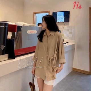 Áo Sơ Mi Lụa Nữ Dài Tay Kèm Dây Eo 3 Màu