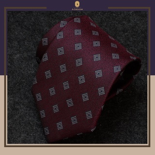 Cà Vạt 8cm Polysilk - Red Square Geomatric
