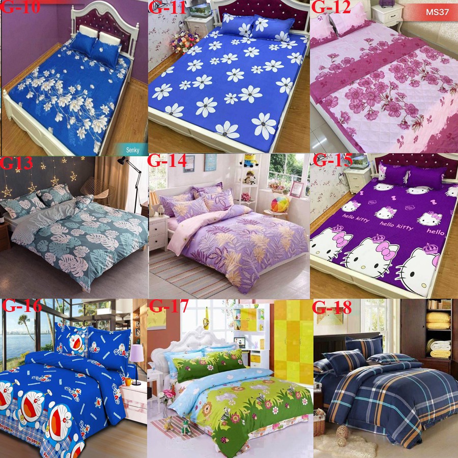 HCM Bộ ga gối set 3 món cotton poly doremon lá thư sale 65k