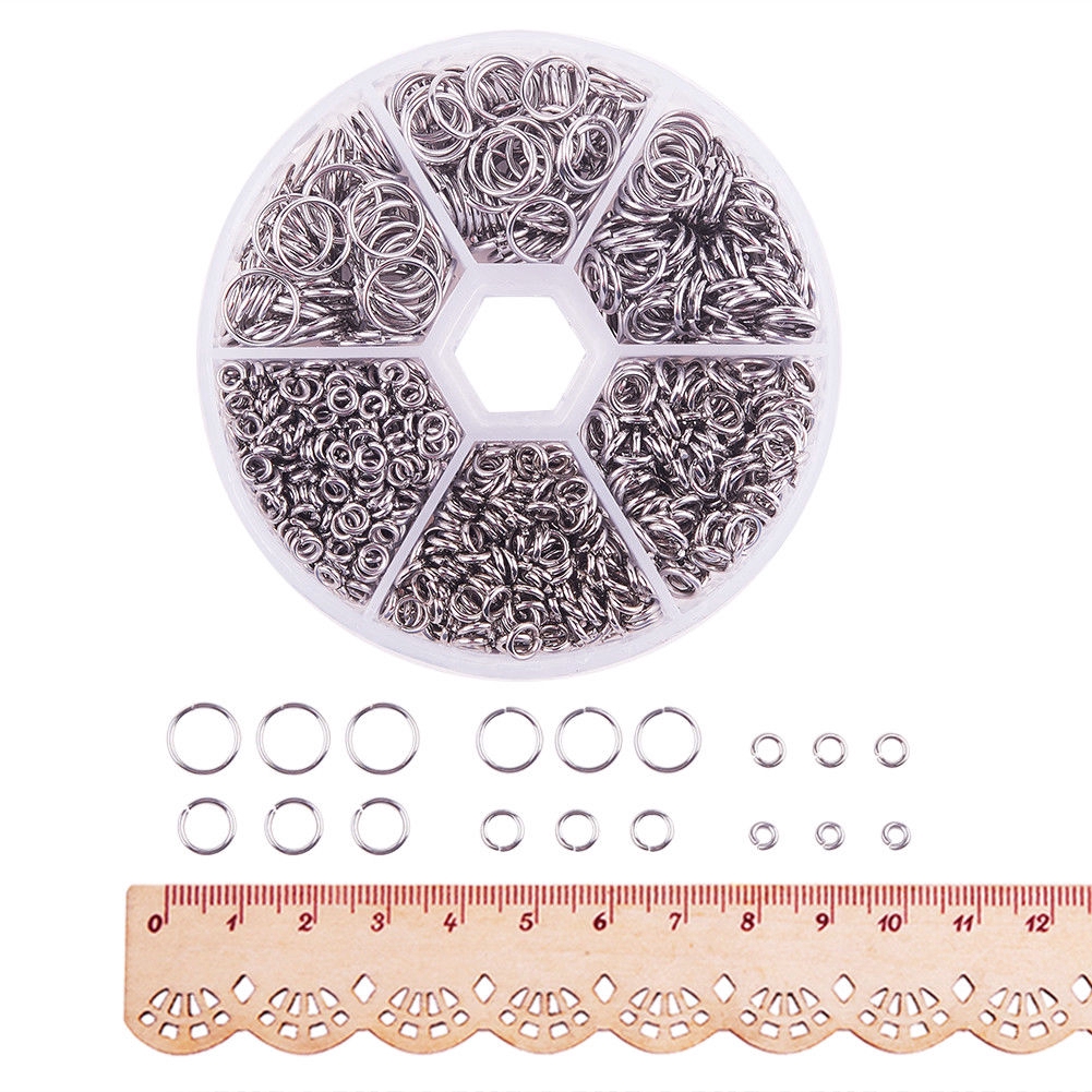 Hộp 1000 vòng mở bằng thép không gỉ dùng làm trang sức DIY
