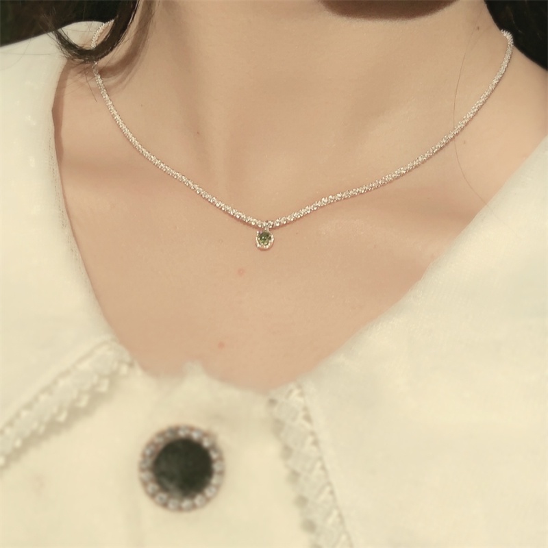 Vòng cổ Bạc 925 Mặt Hình Quả Ô Liu Xinh Xắn Cho Nữ