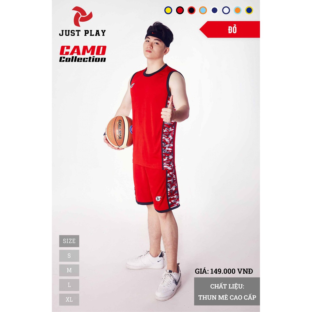 Set Quần Áo Bóng Rổ Camo Đỏ Thoáng Mát - ViKi Sport