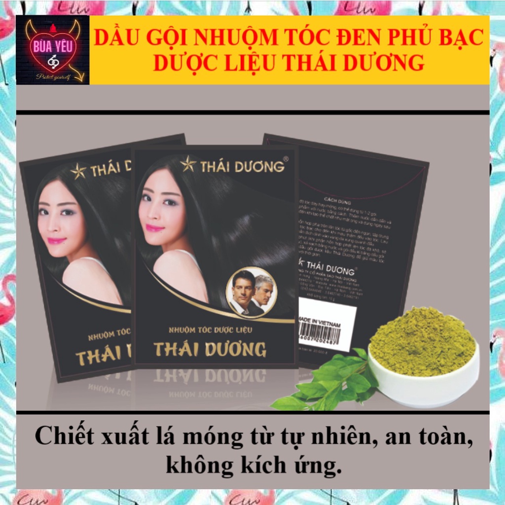 Dầu gội Đen tóc THÁI DƯƠNG gói 10g Dược liệu thảo dược phủ bạc tóc Tại nhà đơn giản, không ngứa da đầu, xơ tóc