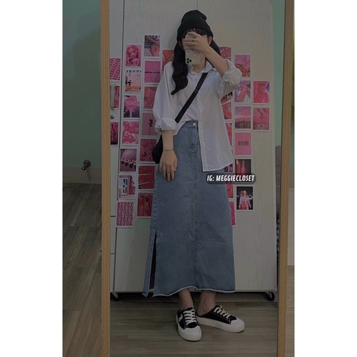 [ ẢNH THẬT ĐỘC QUYỀN MEGGIECLOSET] Chân váy jean xẻ một bên DUBATI | BigBuy360 - bigbuy360.vn