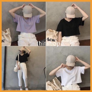 Áo thun croptop form rộng cổ tim