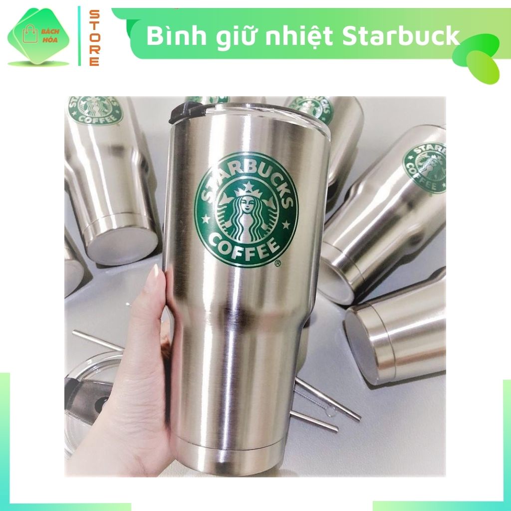 Ly Đựng Nước Giữ Nhiệt in logo Starbuck 900ML Và Nhiều Màu Khác Tặng Kèm Ống Hút Inox, Túi Giữ Nhiệt, Nắp Và Cọ Rửa