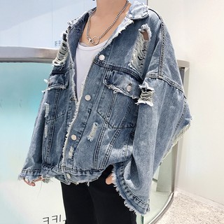 (Order) 042 Áo khoác bò rách nữ phong cách bụi bặm
