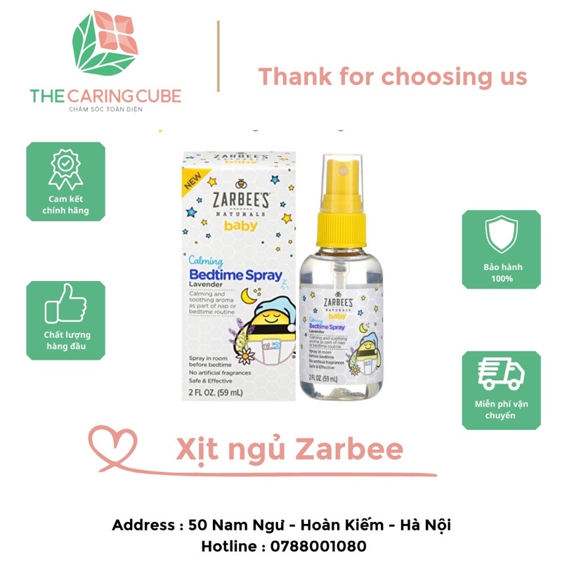 Xịt phòng giúp bé ngủ ngon Zarbee's Naturals Baby Calming Bedtime Spray with Lavender