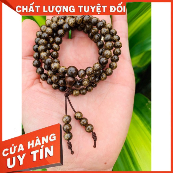 Trầm Hương Vòng Tay Trầm Hương Chuỗi Tràng Hạt 108 Trầm Cao Cấp 100% tự nhiên mùi thơm của Trầm [ Tặng hộp Gấm cao cấp ]