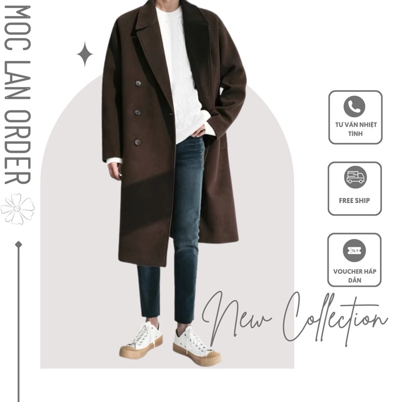 (Mộc Lan ORDER) Áo khoác dạ áo măng tô AKD10 dáng dài rộng nam phong cách Hàn Quốc - Mrbasic /áo khoác mùa đông