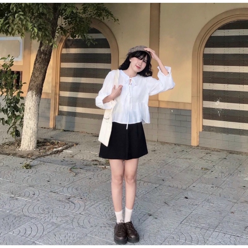 ÁO BABYDOLL-Chất xô sọc