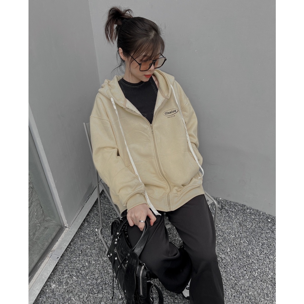 Áo Hoodie  Zip MENTAL® Illusion Hoodie Zip /Sand/
