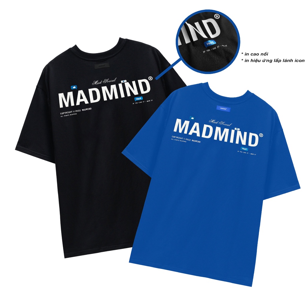 MADMIND® Chính Hãng - Áo Thun Essential Màu Đen / Xanh Dương / Trắng / Xám, In Cao, Logo Lấp Lánh Form Rộng Unisex