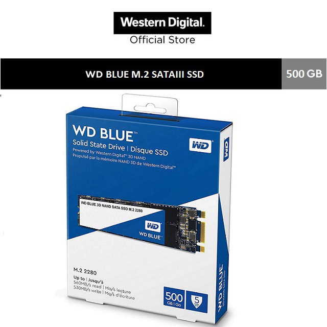 Ổ cứng SSD WD Blue 3D-NAND M.2 2280 SATA III 500GB - WDS500G2B0B