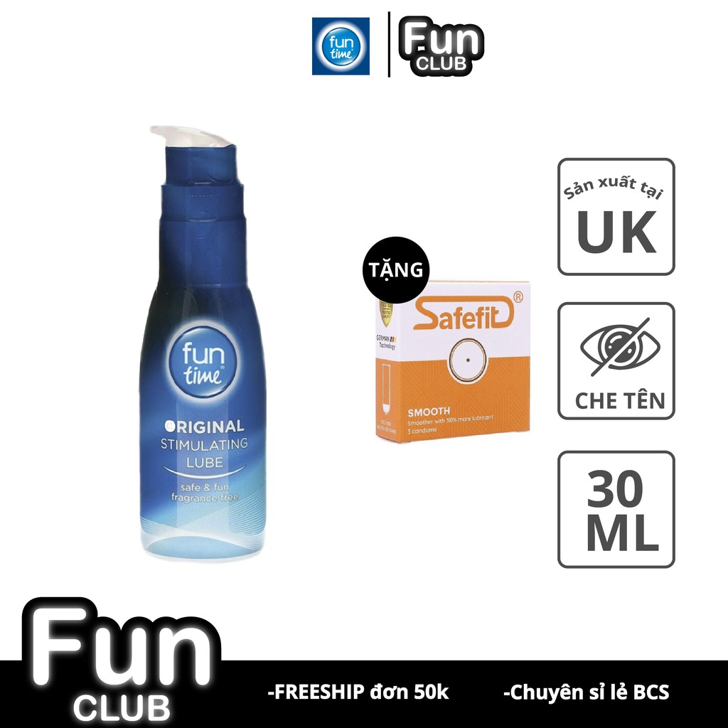 Hàng UK - Gel bôi trơn Không Mùi Funtime Original Stimulating Lube 75ml GEL024