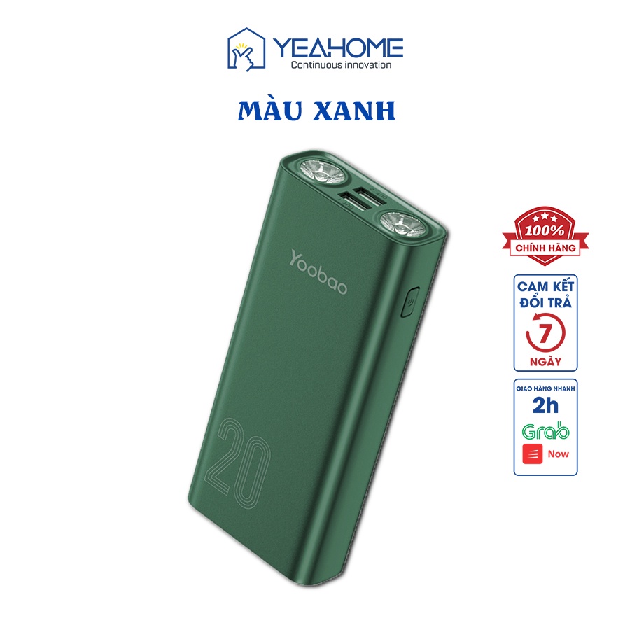 Pin sạc dự phòng Yoobao L20 20000mAh tích hợp 2 đèn LED siêu sáng