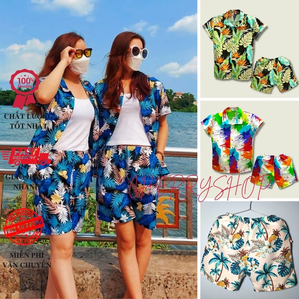 Quần áo đi biển, đồ bộ công ty, quần áo nhóm bạn thân vải kate thái mịn