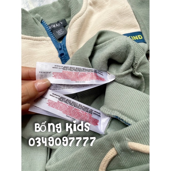 Bộ Nỉ Bé Trai Phối Màu Khoá Zip Xanh Lục PR