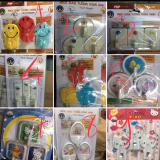 (chính hãng)(3 cái/1vĩ) combo 10 vĩ móc dán tường có đinh đóng vào tường