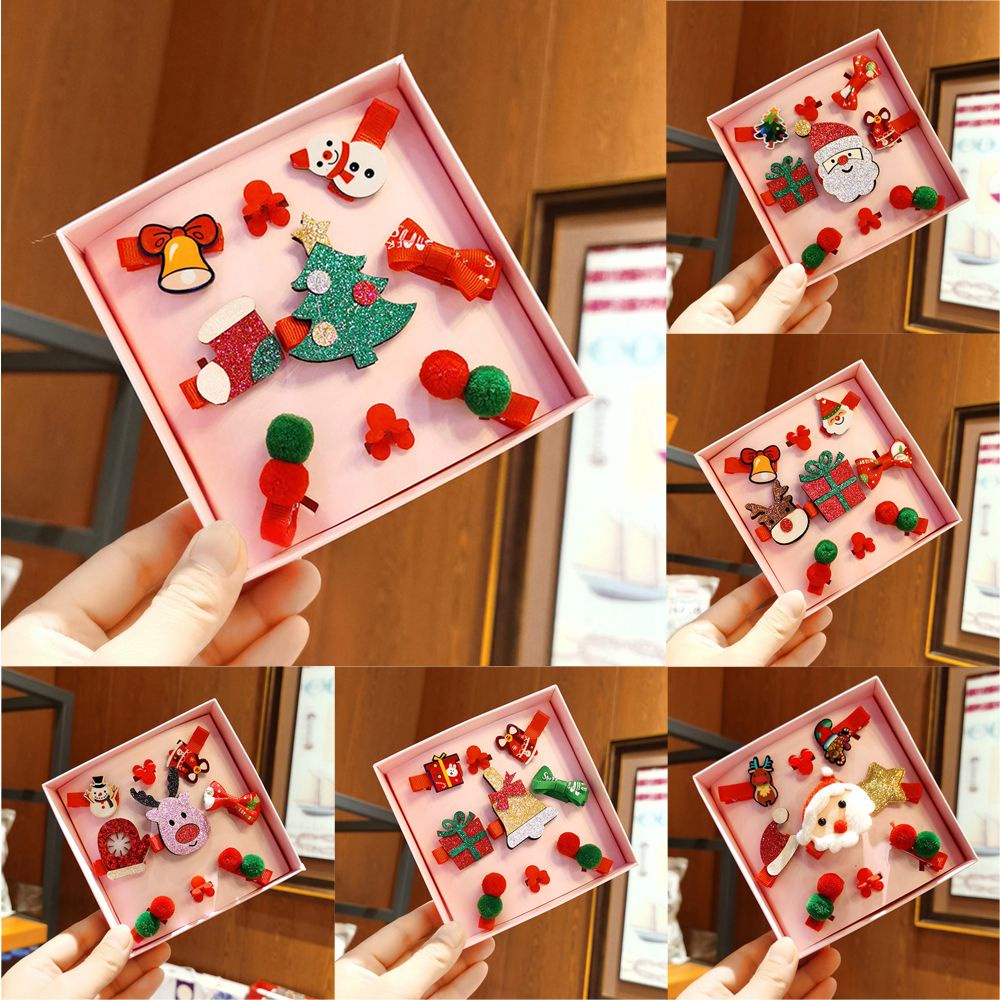 Set 9 Kẹp Tóc Họa Tiết Giáng Sinh Dễ Thương Cho Bé