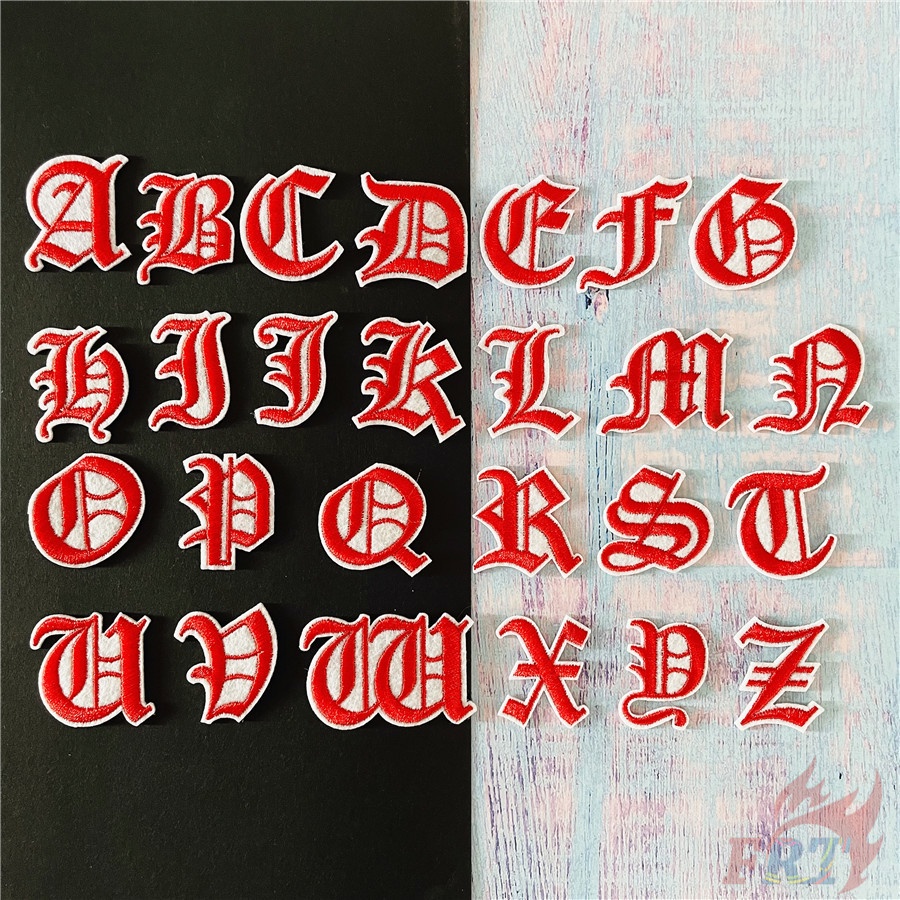 ✿ Miếng Dán Ủi Thêu Chữ Cái Tiếng Anh Mini Series Q-2 (Màu Đỏ) ✿ 1 Sticker Ủi Thêu Hình Huy Hiệu