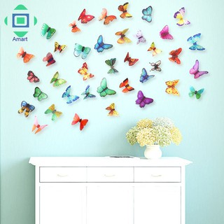 Bộ 21 sticker dán tường hình bươm bướm rực rỡ